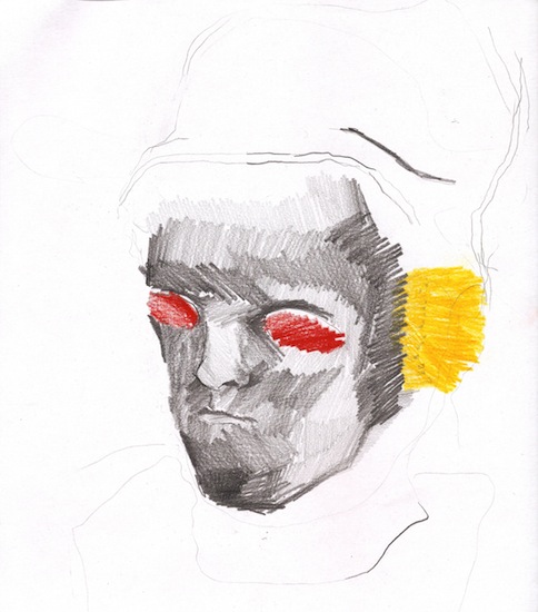 Claudia Rößger: Schraffur 06 /HipHop, 2015, 
pencil and colored pencil on paper, 25 x 22 cm

